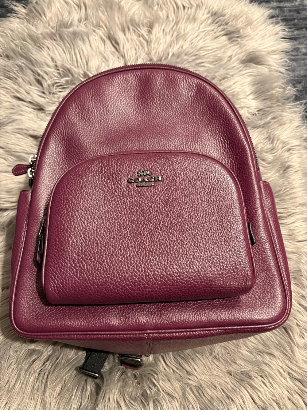 Coach Pebbled Leather Mini Backpack in Berry